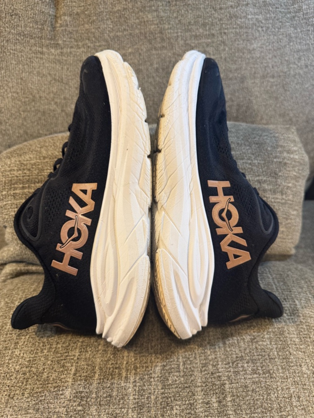 Hoka Clifton 10 Black/Rose Gold 1162031 BRGL Size 12 - Picture 6 of 11